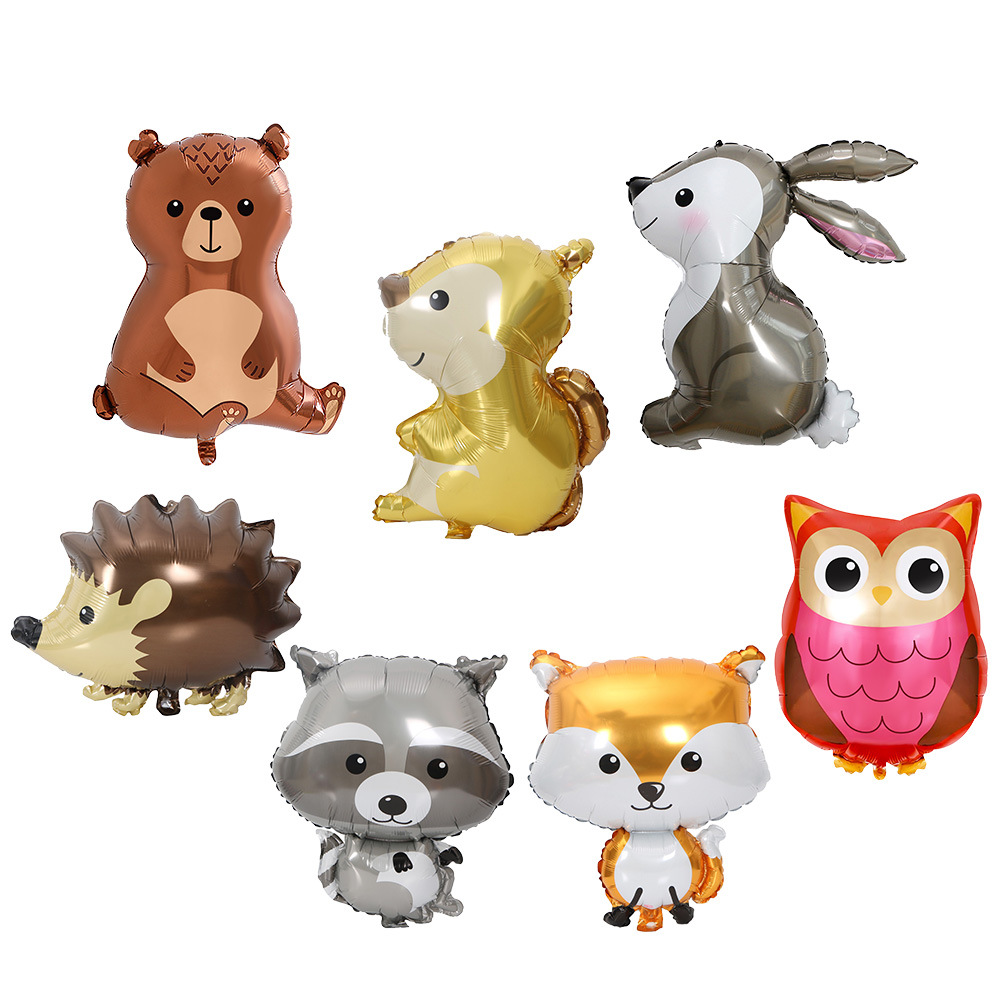 Cross-border children's birthday party decoration and arrangement forest animal foil balloons fox hedgehog raccoon balloons