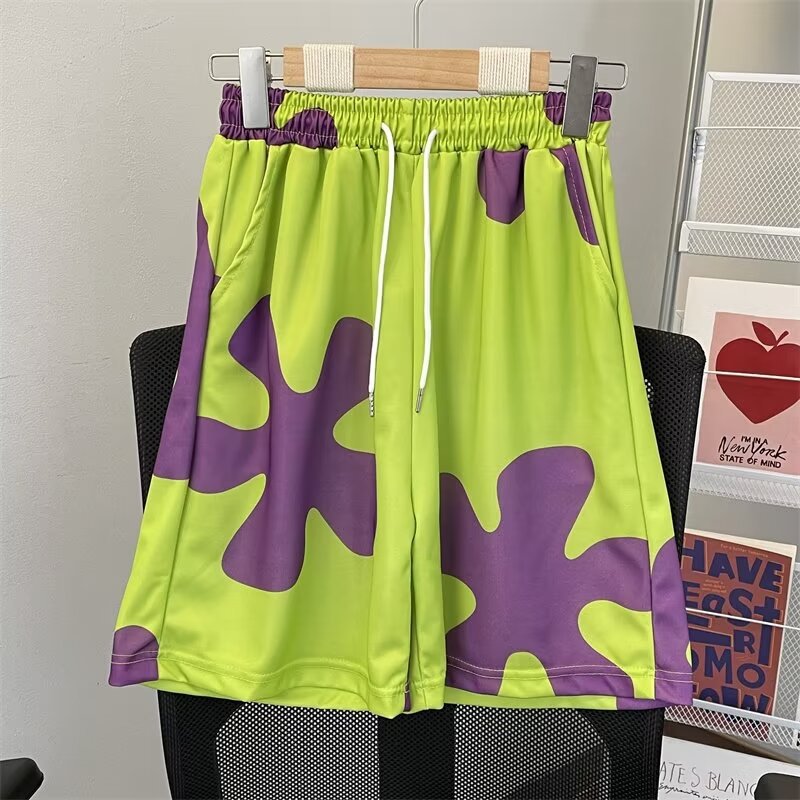 Cartoon Cute Trendy Shorts for Men 2025 Summer Loose Large Size Quick-Drying Couple Five-Point Beach Pants Pajamas for Outer Wear