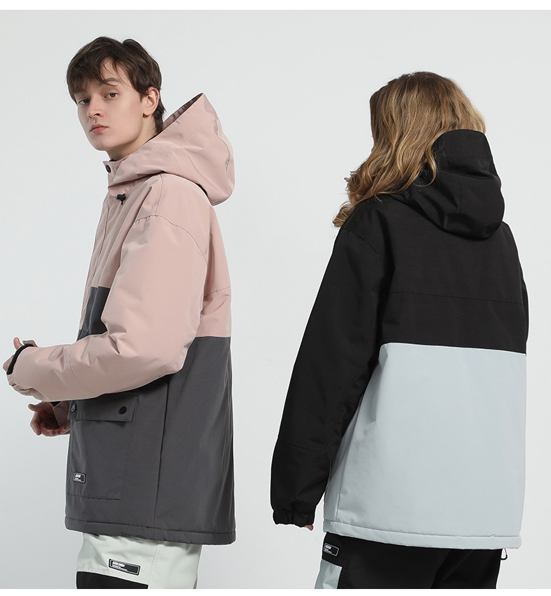 Dubbelzijdig reflecterend, warm, waterdicht, glow-in-the-dark ski-hoodie, enkelzijdig kleurenpak met bijpassende sneeuwlaag_voghion.com