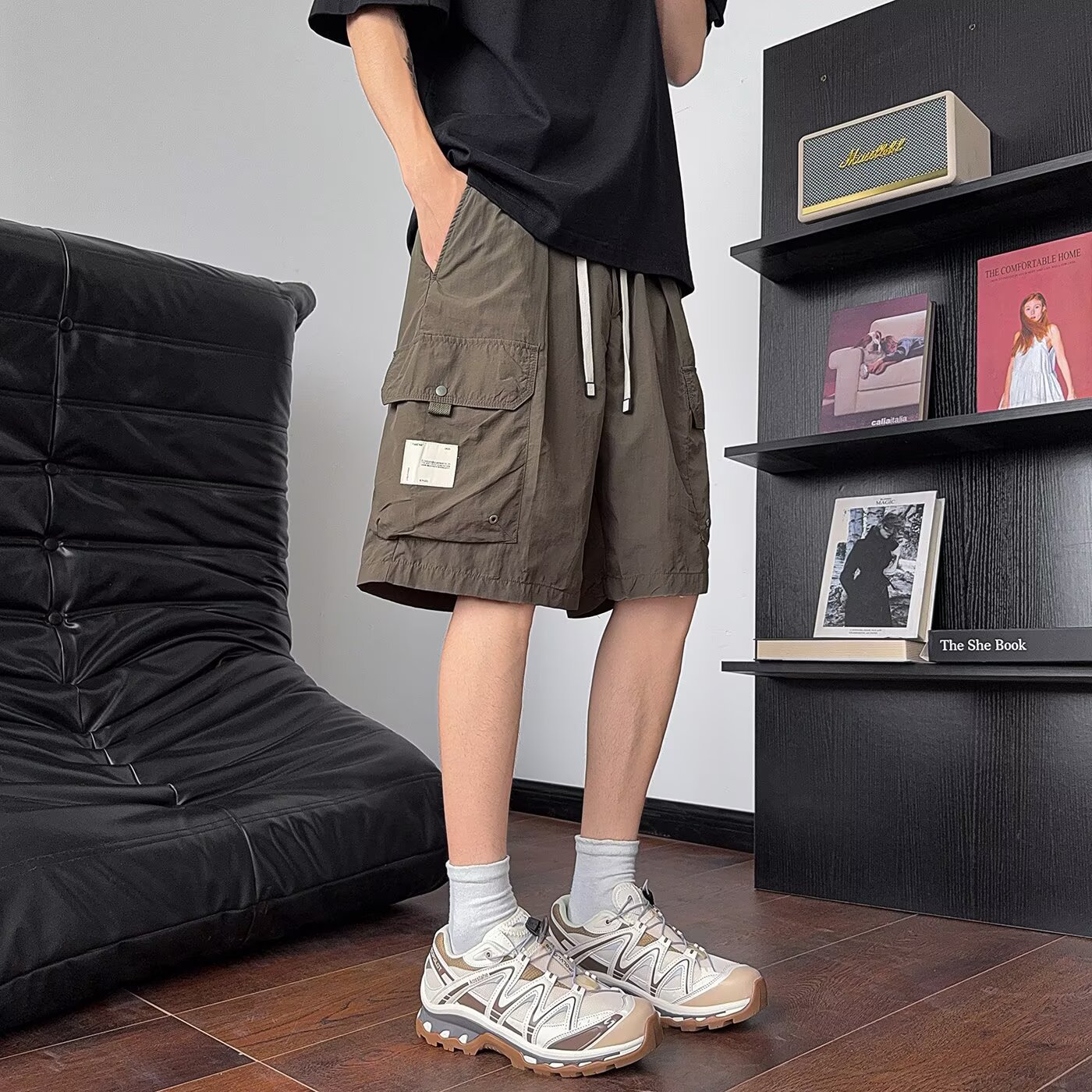 Mountain Style Quick-Drying Cargo Shorts for Men in Summer, Loose Multi-Pocket American Outdoor Functional Style Sports Pants for Men