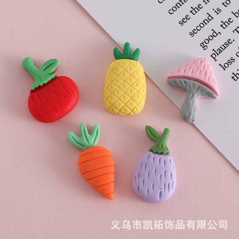 Simulation Food Toy Cartoon Carrot Vegetable Series DIY Resin Jewelry Accessories Mobile Phone Case Hairpin Hole Shoes