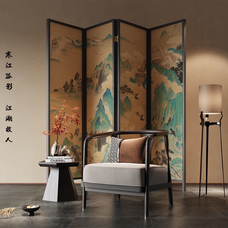 新中式禅意屏风古色古香侘寂隔断客厅遮挡餐厅宋代美学背景中国风|undefined