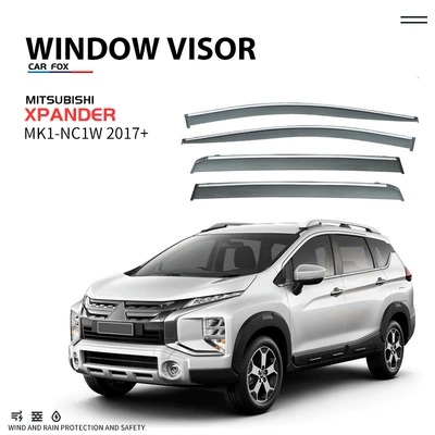 For Mitsubishi xpander rain and shine rain board rain eyebrow xpander Window visor (Rain shield) - standard-packing-without-logo-mitsubishi-xpander-mk1-nc1w-2017-plexiglass-with-bright-strips-rain-shield