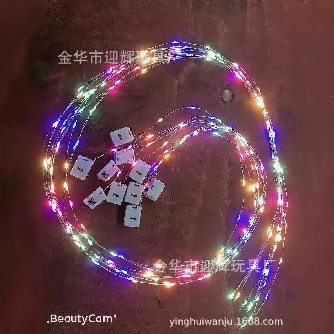 Гирлянда на медной проволоке с LED-подсветкой для декора тортов и цветов, на батарейках (пуговичных), электронная