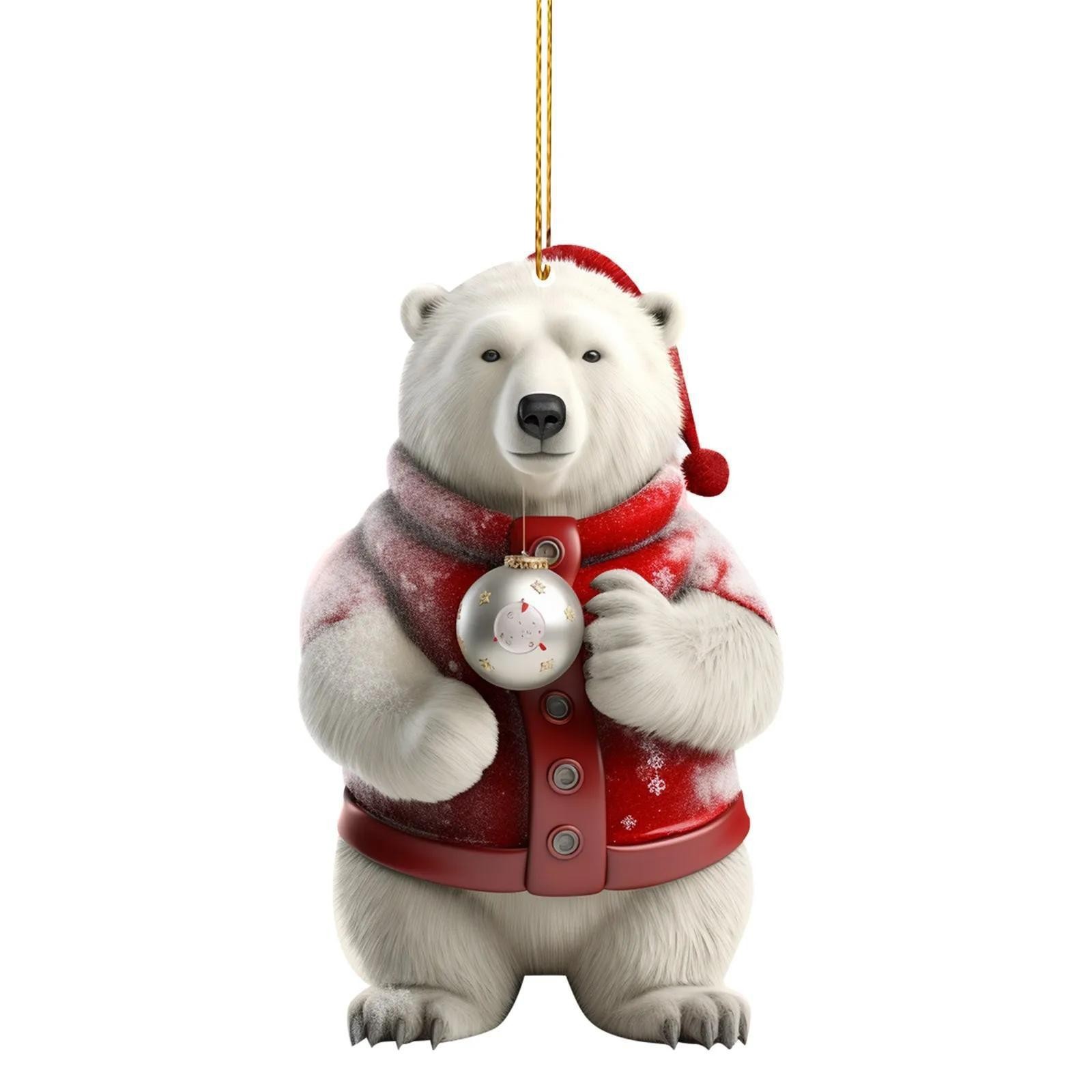2025 Navidad transfronteriza acrílico plano adorable oso polar colgante de decoración de Navidad colgante image 3