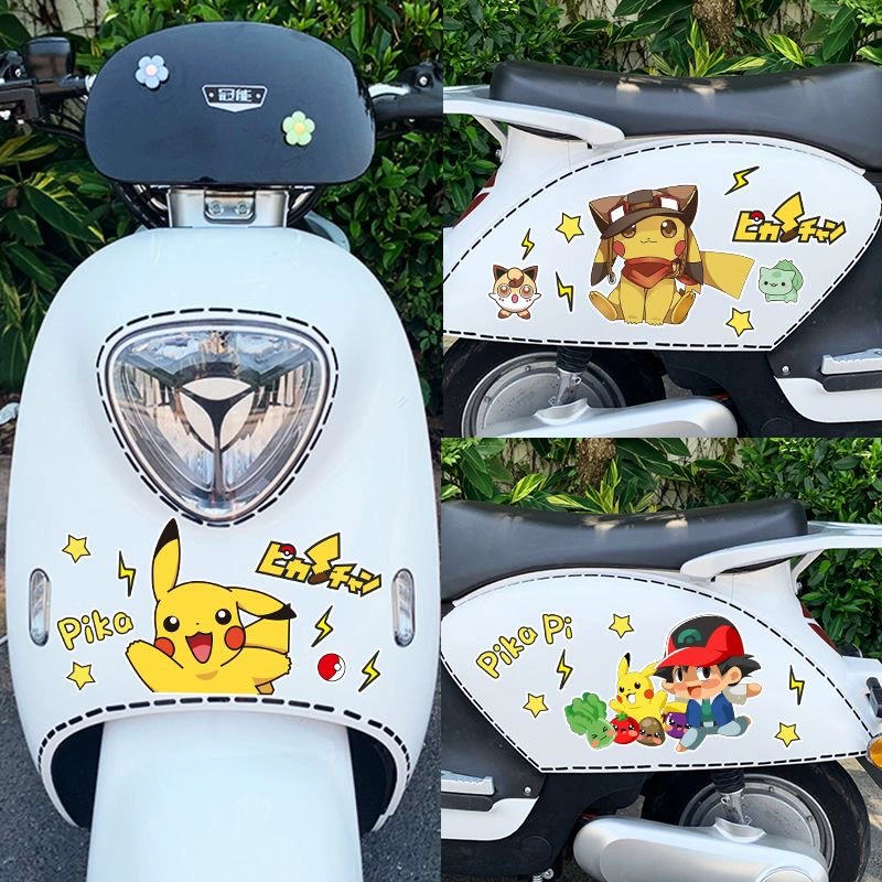 Электрический автомобиль наклейка мотоциклетный шлем милый мультфильм Пикачу декоративная наклейка царапина покрывает наклейку автомобиля