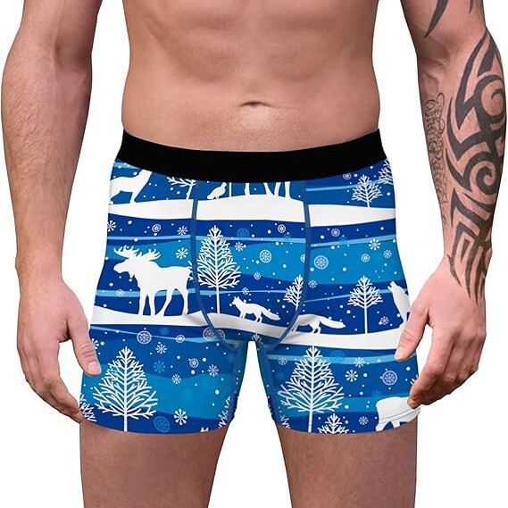 Cross-Border Amazon Men's Christmas Underwear, Fun Holiday Boxer Briefs, Ugly Christmas Costume Boxer Briefs