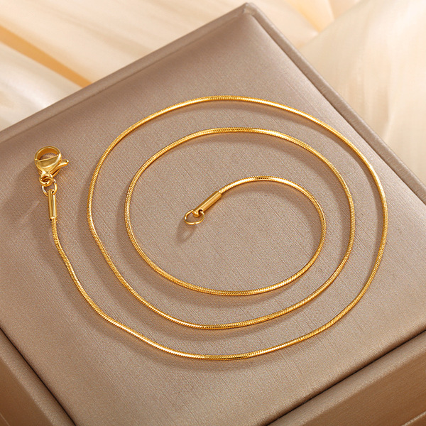Xuping Jewelry 316 Stainless Steel Snake Bone Chain Necklace for Women, Simple and Versatile Pendant Clavicle Chain, 24K Plated Color Chain