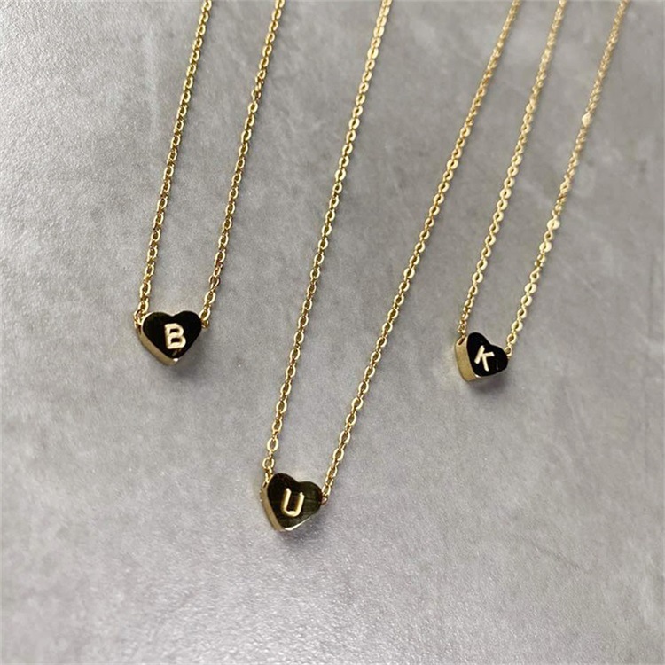 simple Fashion Heart shape Letter Stainless Steel necklace