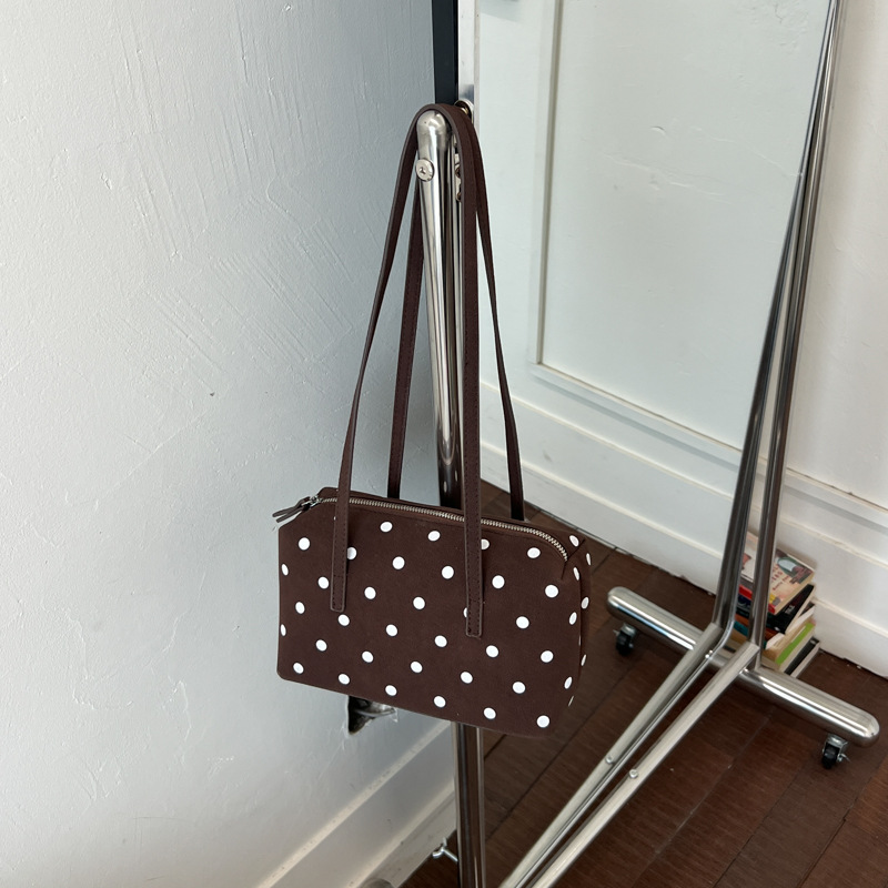 Polka Dot Bowling Shape Zip Shoulder Bag 9