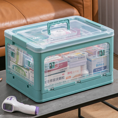 Medical box large capacity household storage box transparent first aid box foldable storage box multi-layer extra large classification box