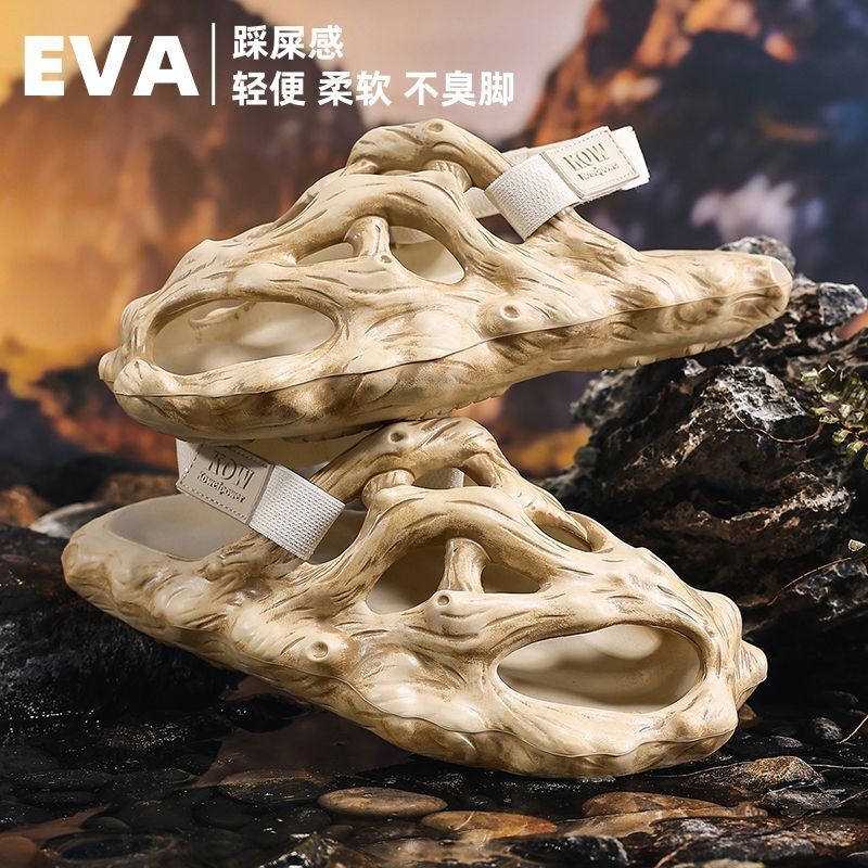 Croc Shoes Men's Flip-Flops New Wading Beach Shoes Outer Wear Hollow Slippers Fashionable Couple Shoes Women