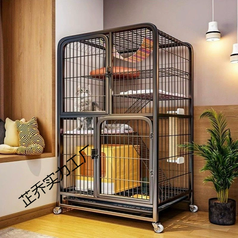 Клетка для кошек для домашнего использования в помещении, четырехслойная, очень большая, с просторным пространством, очень большая вилла для кошек, усиленный кошачий домик и клетка.