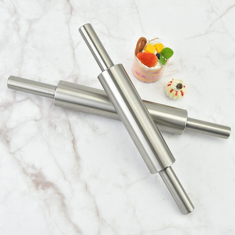 不鏽鋼擀麵杖揉面棍麵粉棍家用面點壓面擀麵杖烘焙工具壓餃子皮器