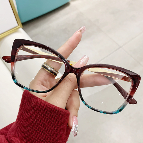  cross-border men and women comfortable gold with glue thin and light anti-blue light radiation with myopia film big face slimming photochromic glasses