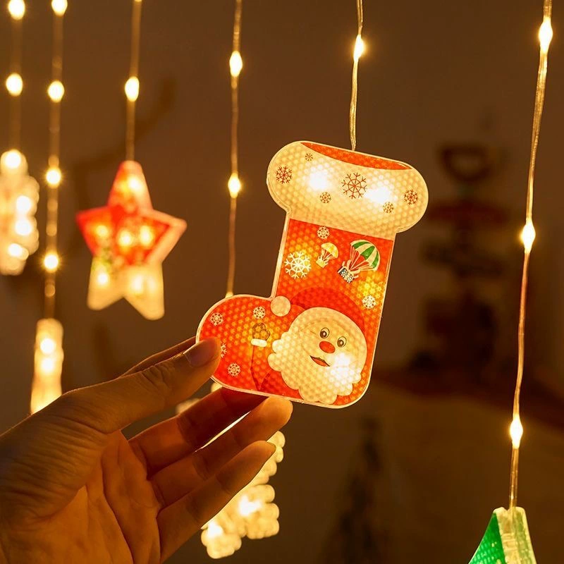 LED-тайм Curtain lights, 3×0.8 м, батарейка или сеть, тёплый белый или мультицветной, декоративные подвески
