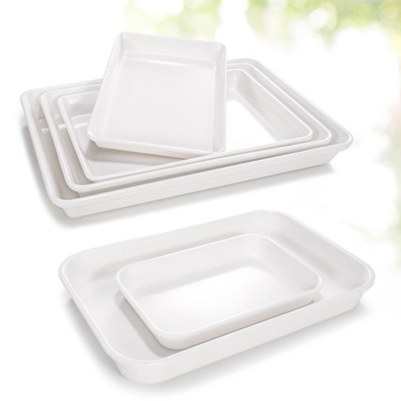 Plastic white rectangle Tray Melamine Cooked food Display panel Stewed vegetables Braised flavor Lurou Cold dish plate