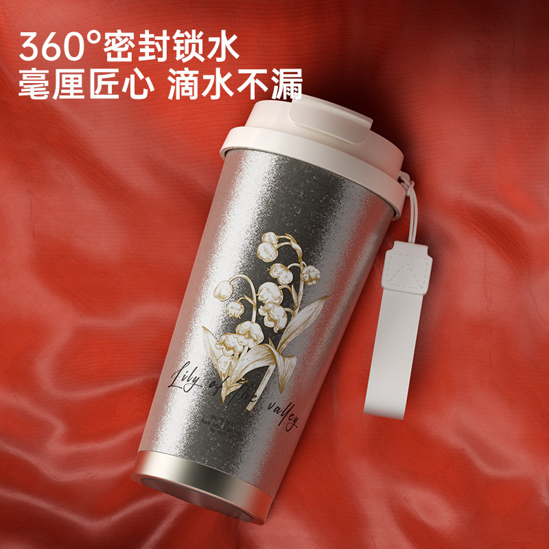 纯钛保温杯咖啡杯女生高颜值水杯子生日礼物轻奢复古风高颜值钛杯|undefined