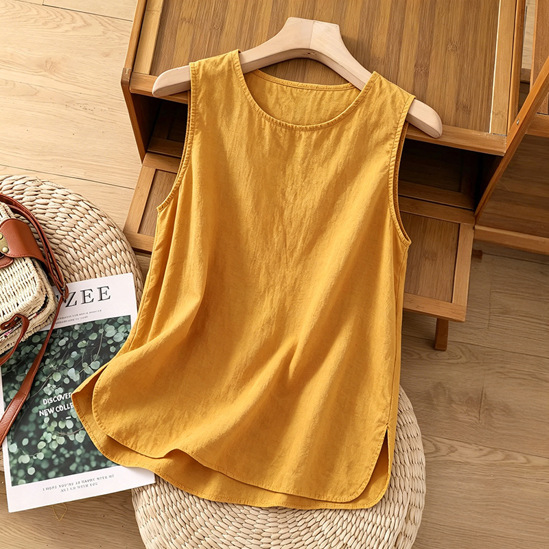 Cotton and Linen Sleeveless Vest for Women, New Summer Outerwear, Loose Fit, Slimming, High-End Feel, Linen Blouse, Solid Color Top Cotton and Linen Sleeveless Vest for Women, New Summer Outerwear, Loose Fit, Slimming, High-End Feel, Linen Blouse, Solid Color Top
