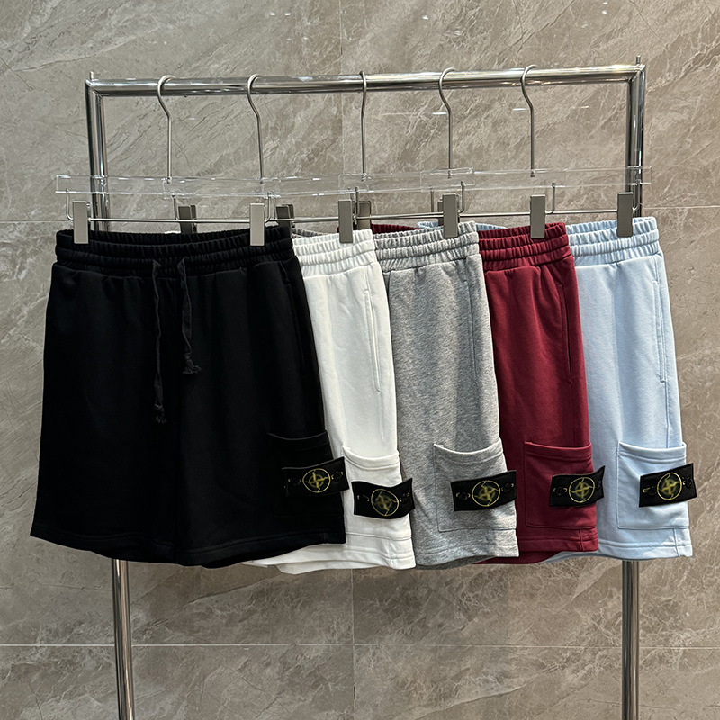 Cross-border new STONE stone solid color armband back pocket under the compass embroidery men's and women's couples half shorts