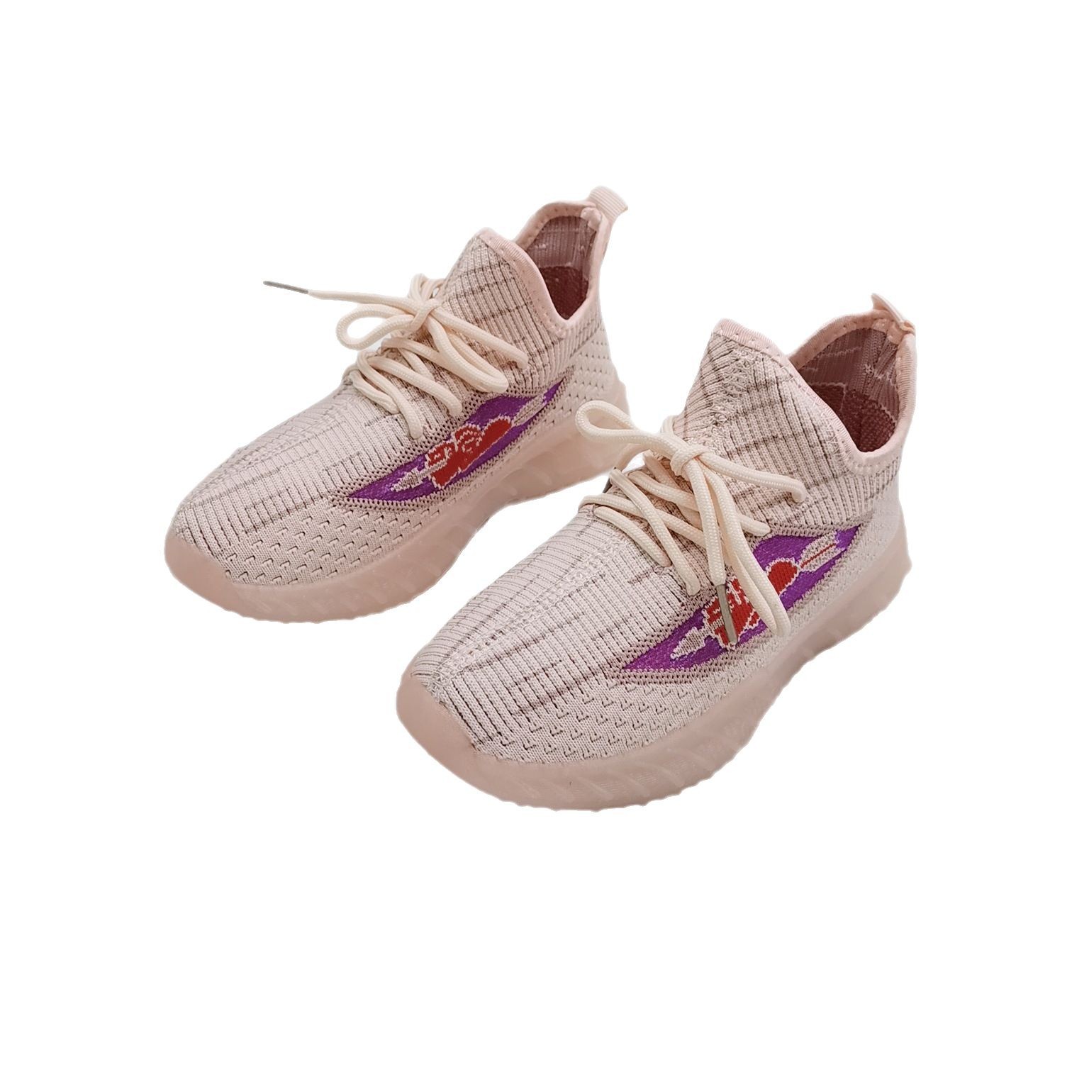 Zapatos de coco de primavera y otoño para niños y niñas zapatos deportivos de tela voladora zapatos de carrera con un diseño de suela suave transpirable y ligero
