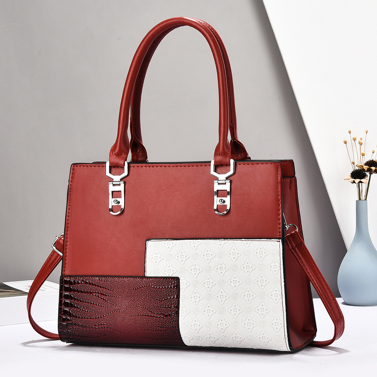 Bolsos de mujer, bolsos de moda de comercio exterior, bolsos de mensajero de estilo europeo y americano de gran capacidad, bolsos de hombro de textura de alta calidad