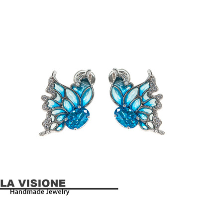 Handmade jewelry 925 Silver jewelry High quality Enamel Earrings Foreign factories Direct seeding supply