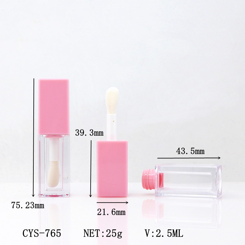 En stock gran cabeza de algodón cuadrado tubo de brillo de labios tubo vacío tubo de esmalte de labios 5ml material de embalaje cosmético fábrica al por mayor de cosméticos