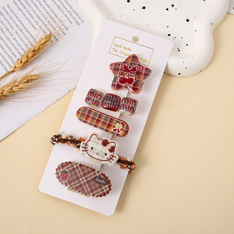 Clips de boca de pato para niños coreanos dulces y lindos cabello de cabello de arco de cuadrilátero clips de cabello de frangeo para el cabello rotos lateral clip