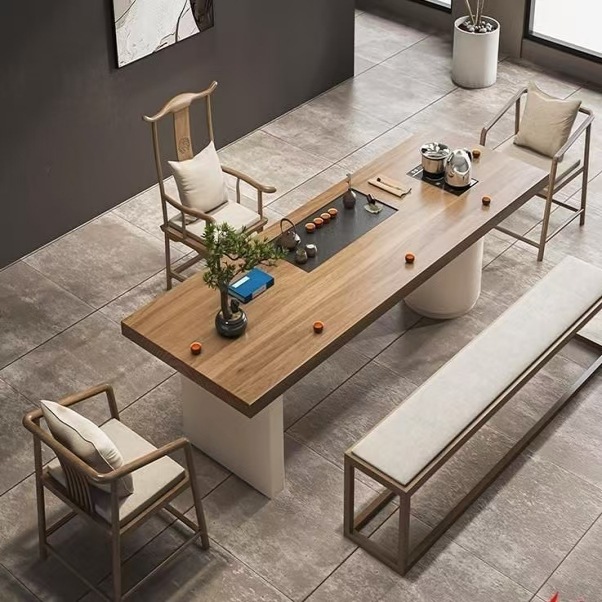 [인기 벤치] 티 테이블 1.6m개 + 호스트 의자 + 벤치 1.6m개 + 게스트 의자 2개