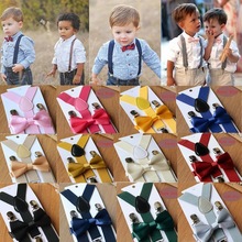 Children's bow tie suspenders suit suspenders clip elastic跨