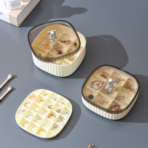 Jewelry storage box, multi-layer large capacity jewelry storage box, transparent partitioned necklace, earrings, bracelet, jewelry desktop box