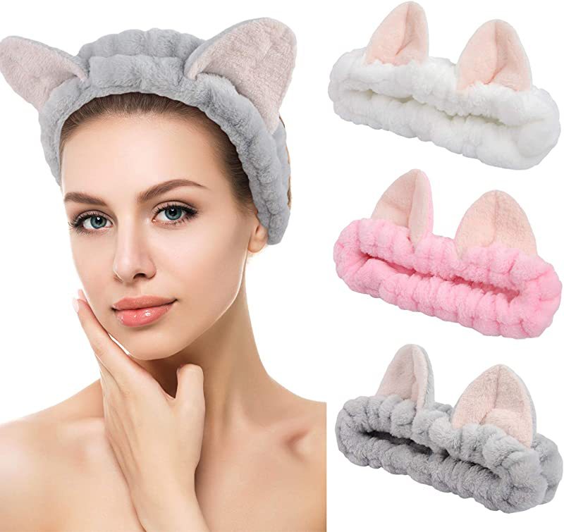 Korean Style Three-Dimensional Cat Ears Headband Women's Face Wash Beauty Cute Hair Band Flannel Headband Fluffy Hair Band Headdress