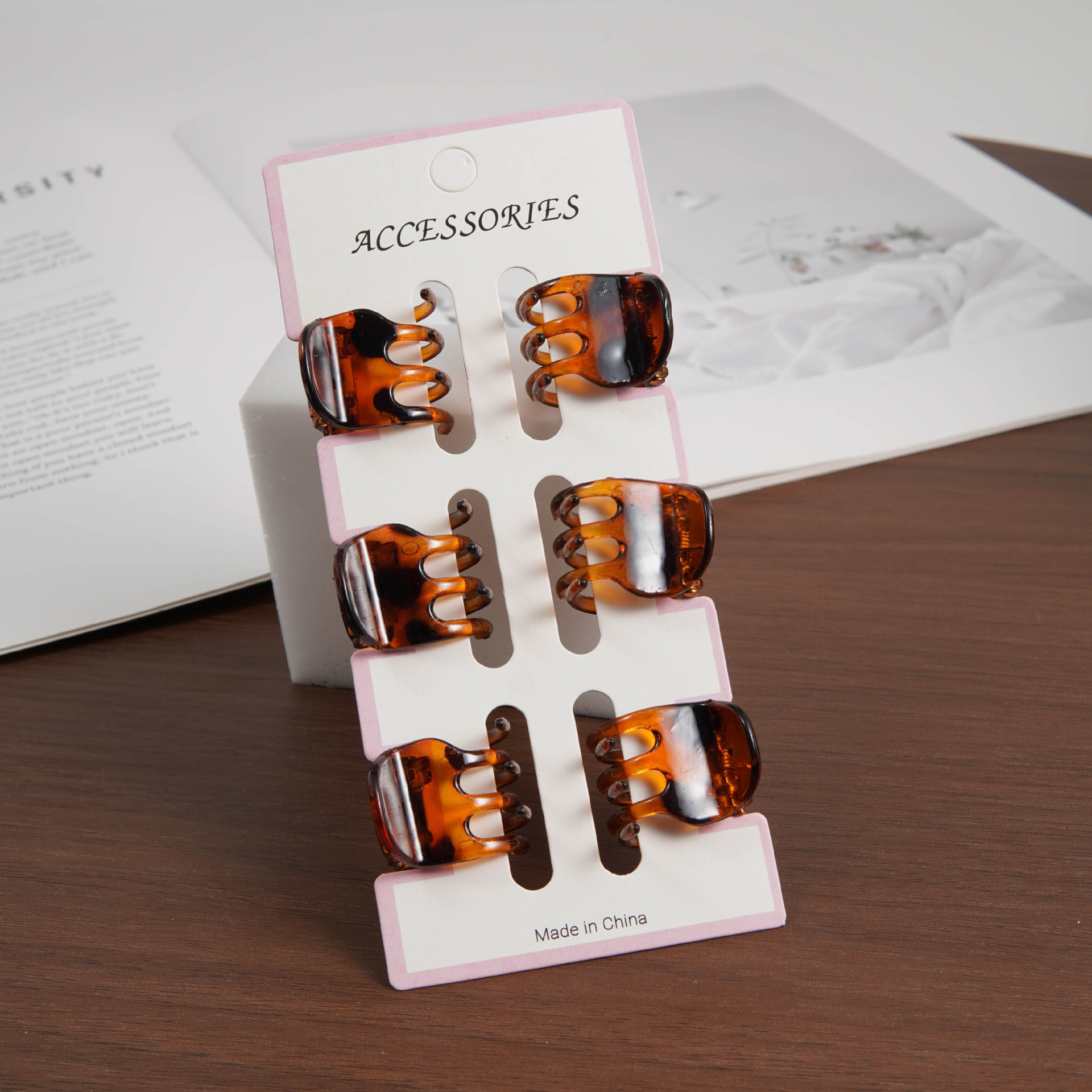 2cm 상단 카드(밝은 대모갑) 6개 세트