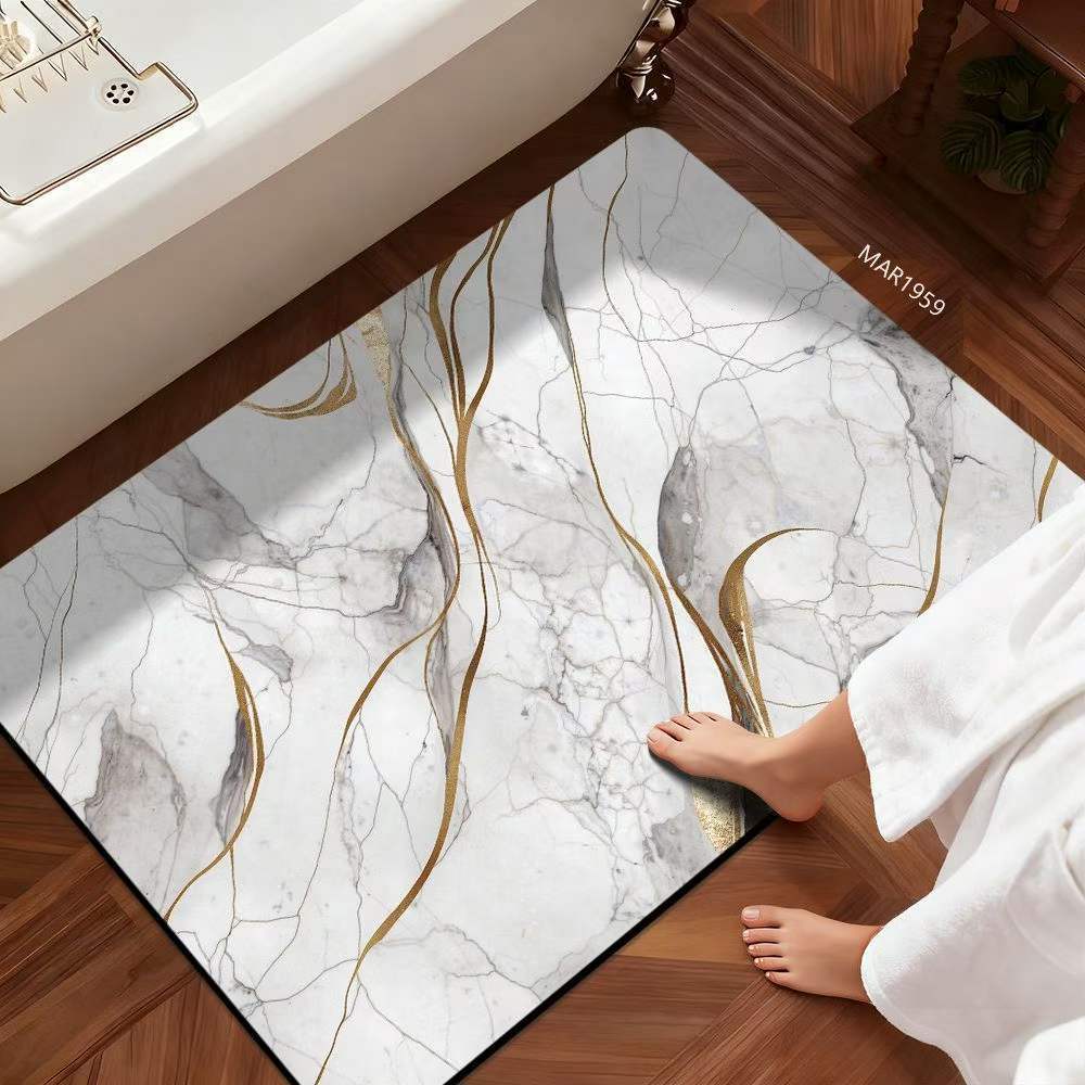 Cross-Border Light Luxury Bathroom Floor Mats, Bathroom Non-Slip, Stain-Resistant and Easy-Care Carpets, Marble Floor Mats, Entrance Door Mats