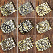 纯铜皮带扣头男士3.8腰带头平滑扣黄铜实心全铜裤带头卡子皮带头