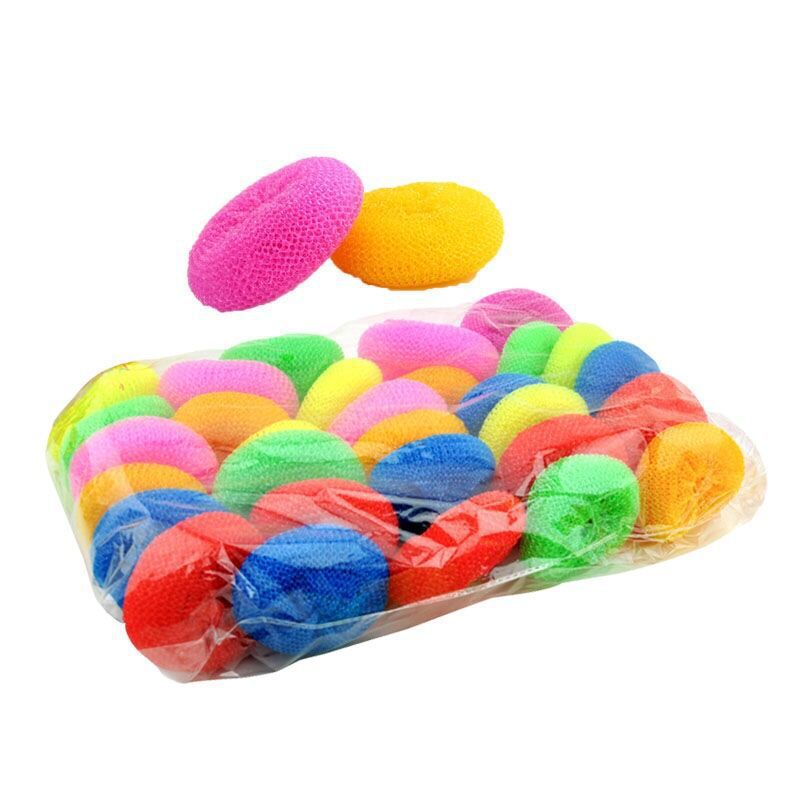 Color plástico alambre limpieza bola PET/PP fibra tejida de plástico tenis limpieza olla plato tazón cepillo