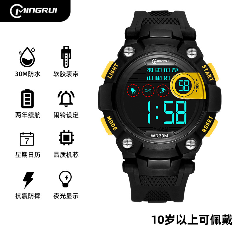 Popular reloj electrónico estudiante deportes reloj electrónico impermeable EL luminoso despertador calendario multifuncional Reloj simple para hombres