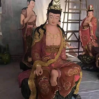 厂家直销树脂自在观音菩萨寺院纯铜园光观音菩萨像大型佛像
