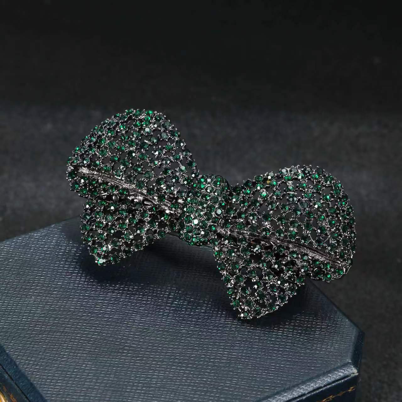 Korean Style Bow Hairpin Decoration Alloy Rhinestone Half-Tied Ponytail Clip Back of the Head Horizontal Clip Spring Clip Headwear Wholesale