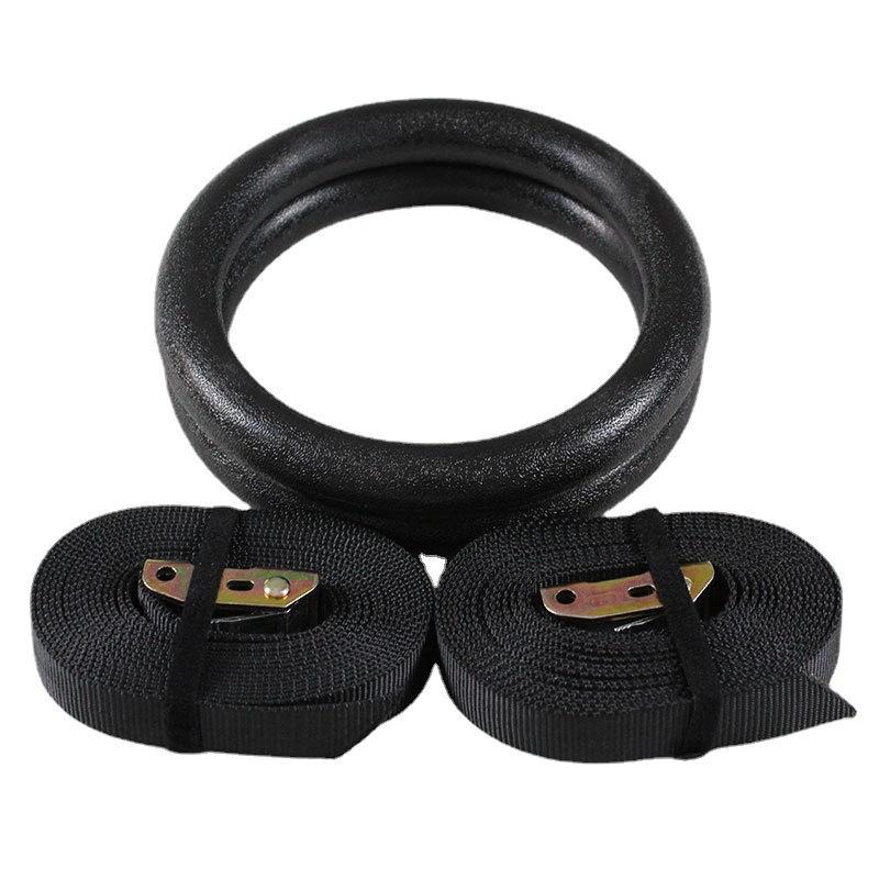 ABS Gymnastics Bodybuilding Rings black Adjustable collocation Webbing brand new machining Bodybuilding Rings Gymnastics rings