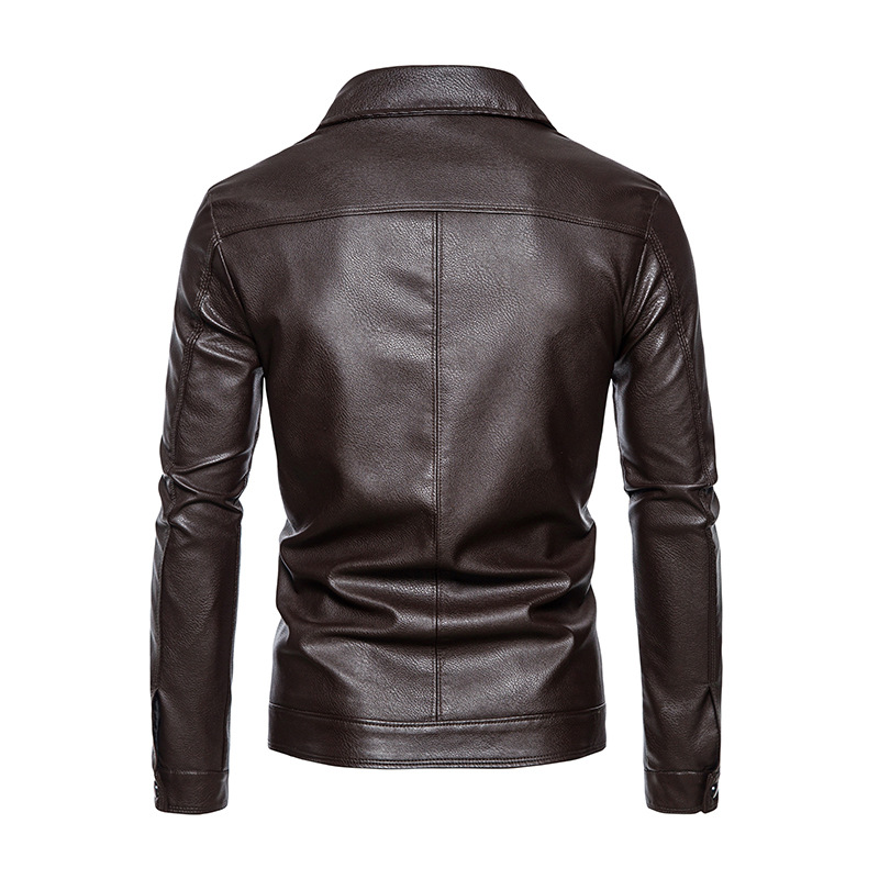 Neue trendige motorrad slim fit PU leder herren revers jacke business männer_voghion.com