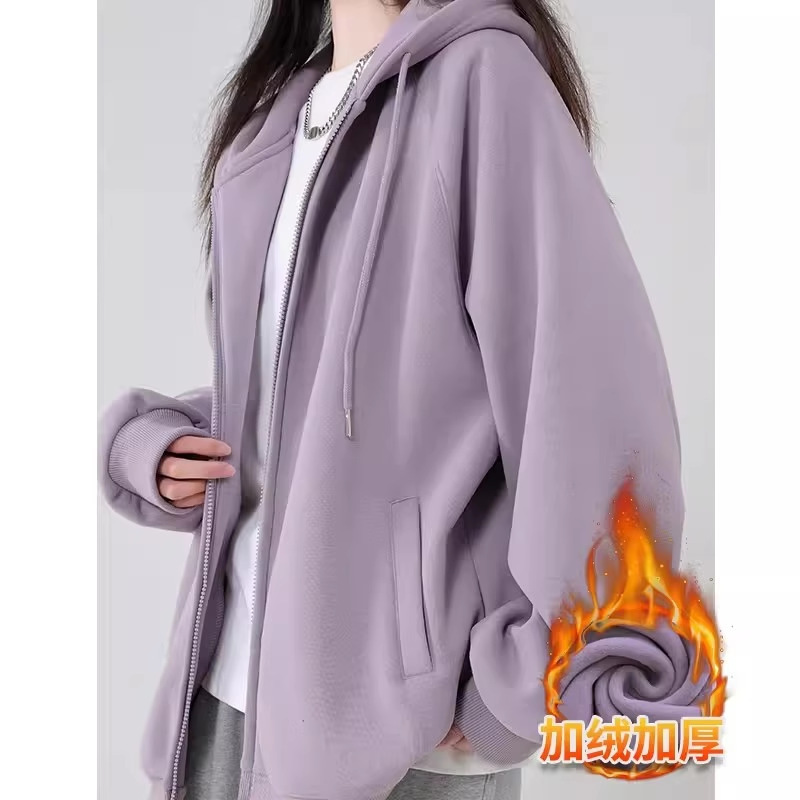山东即墨卫衣连帽外套女2025新款早秋宽松慵懒风韩系甜美显瘦开衫|undefined