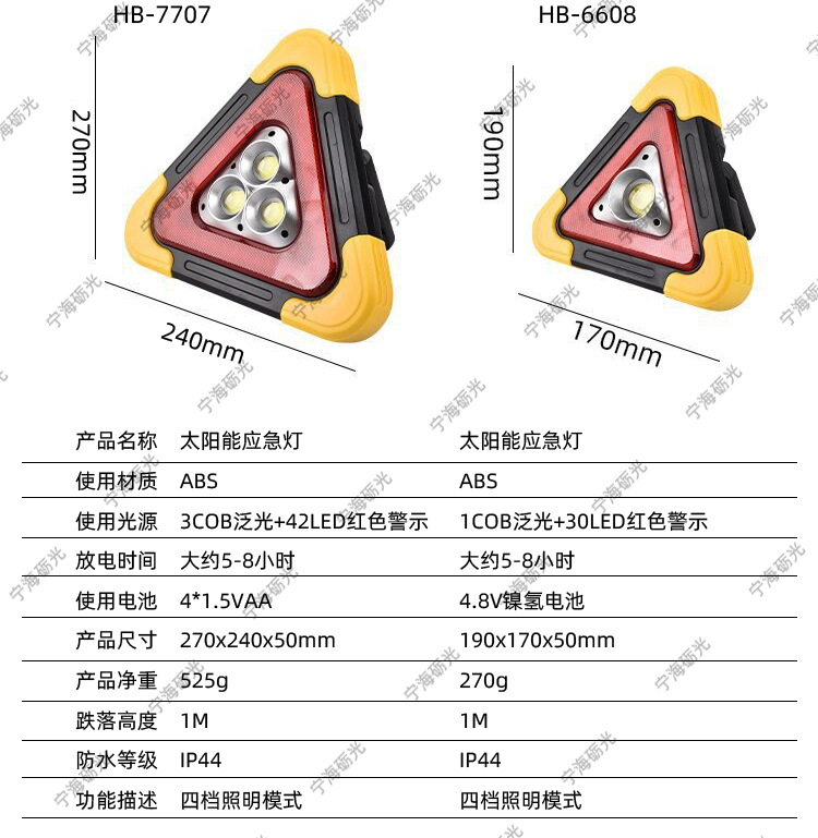 Triangular Warning Sign, Flashing Light, Reflective Tripod, Solar-Powered Triangular Sign, Foldable Emergency Warning Light, Camp Light