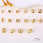 铜镀14k金保色镶锆桶珠隔珠串珠散珠水晶手串珍珠手链diy饰品配件