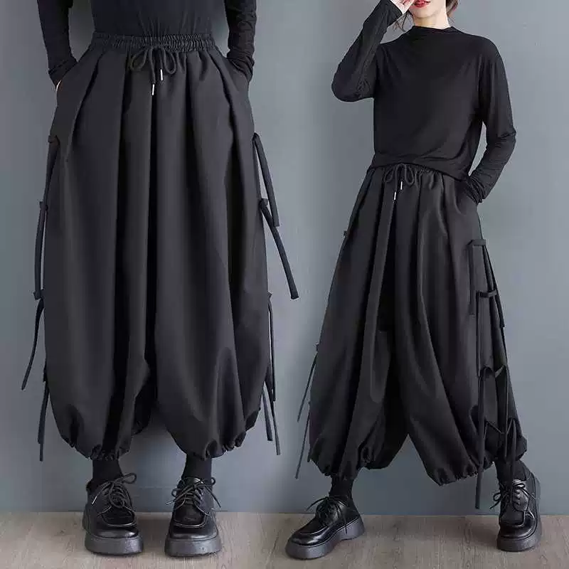 Demi-season trousers, oversize, plus size, elastic waist