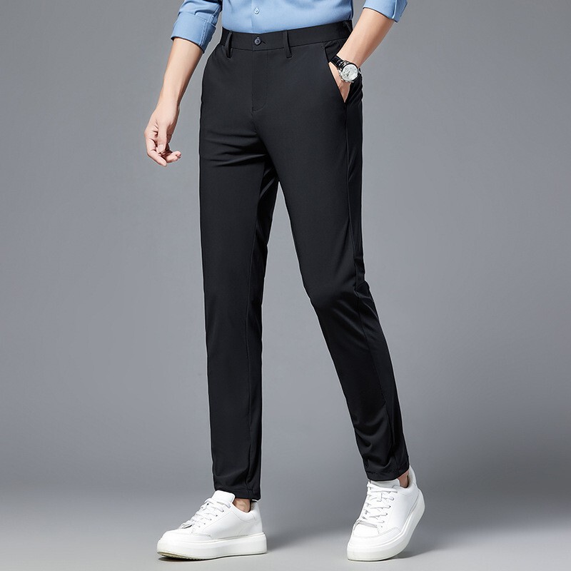 Summer Thin Ice Silk Casual Pants Men's Non-iron Business Dress Pants Business Wear Thin Commuting Solid Color Long Pants
