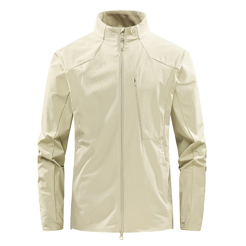 Spring Men's Stand-Up Collar Softshell Jacket, Windproof, Waterproof, Breathable Cardigan Jacket, Outdoor Casual Windbreaker