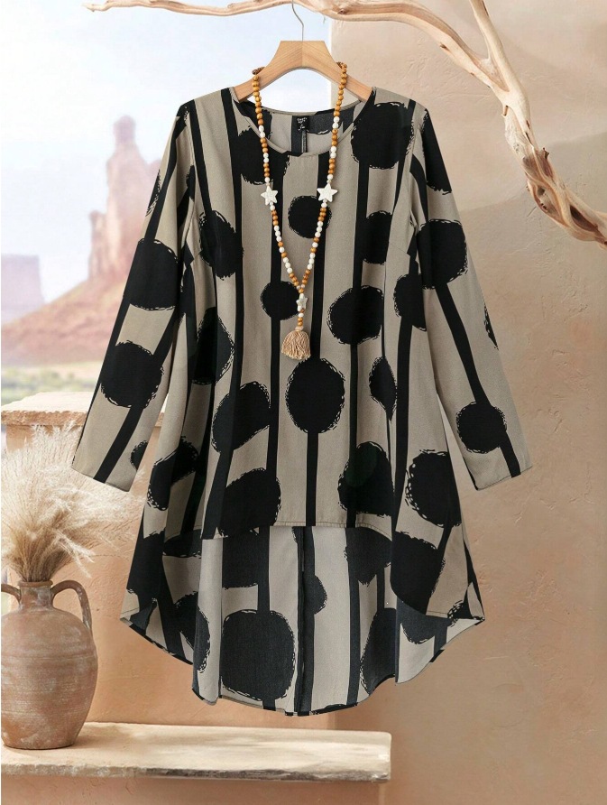 Women's Casual Printed Pant Set Loose-fitting Plus-size Outfit_voghion.com