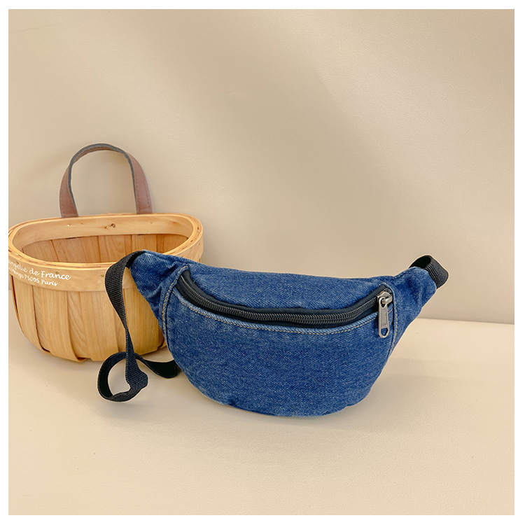 Kid'S Medium Canvas Solid Color Basic Square Zipper Fanny Pack display picture 11